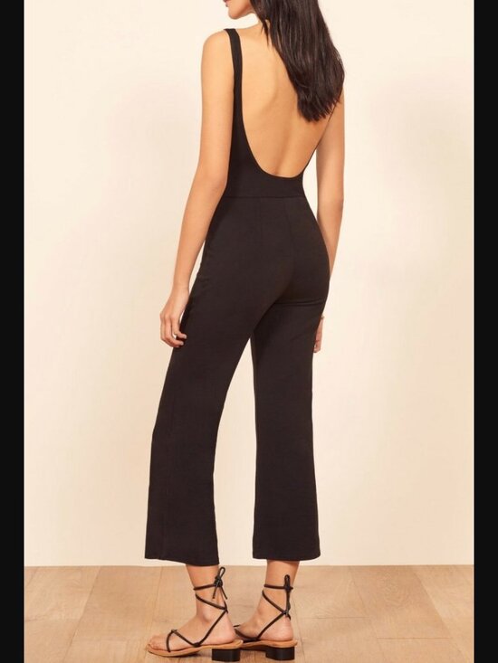 Reformation Pants - Reformation Rylee Scoop Back Jersey Stretch Knit Crop Black Jumpsuit Sz. XS NWOT